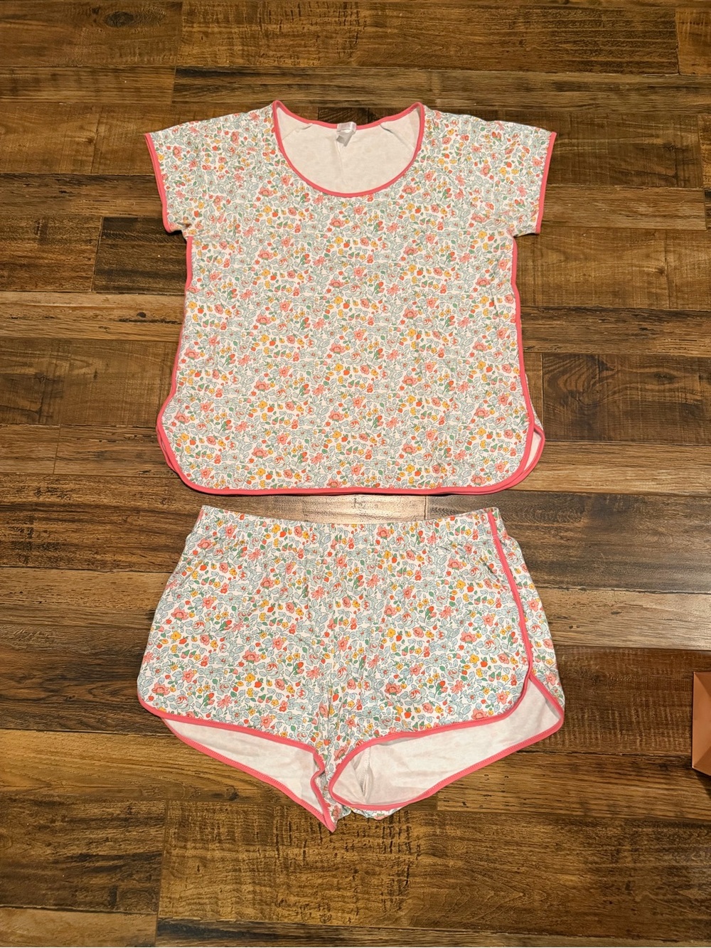 LAKE Floral Short Pajama Set with Pink Trim